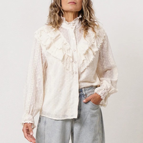 blusa de renda c/ folhos