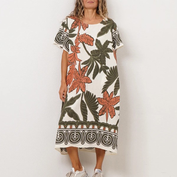 vestido estampado em viscose