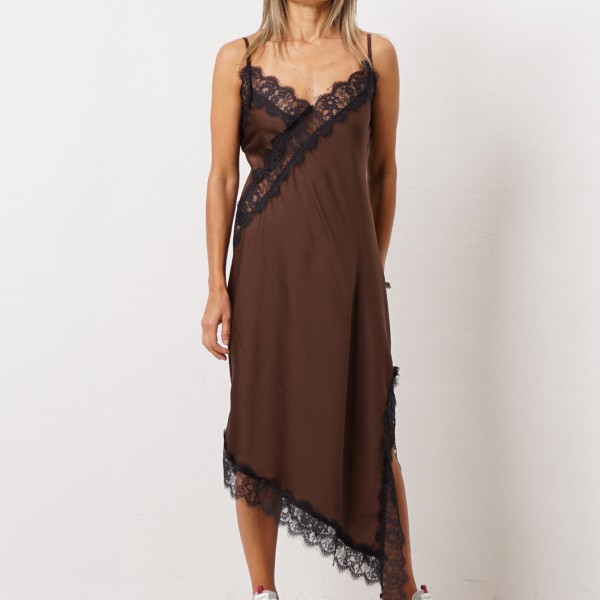 vestido de alças acetinado c/ renda (regulável)