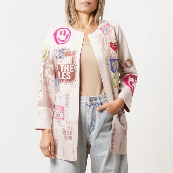 casaco estampado acamurçado