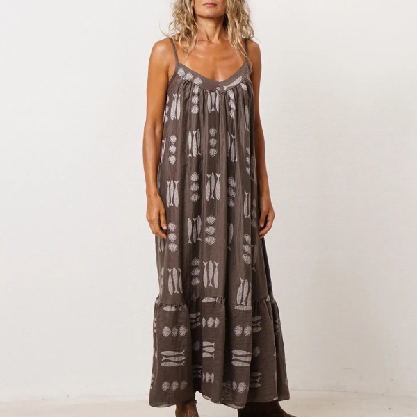 vestido alças estampado