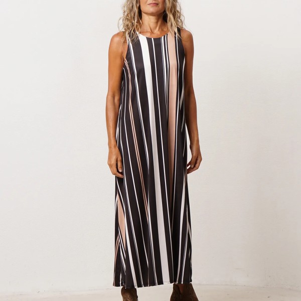 vestido riscas em malha fria