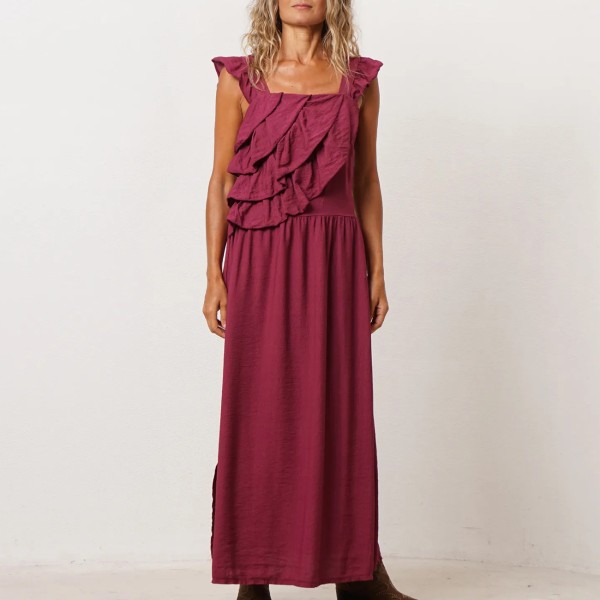 vestido em crepe c/folhos