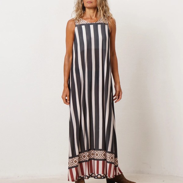 vestido riscas em malha fria