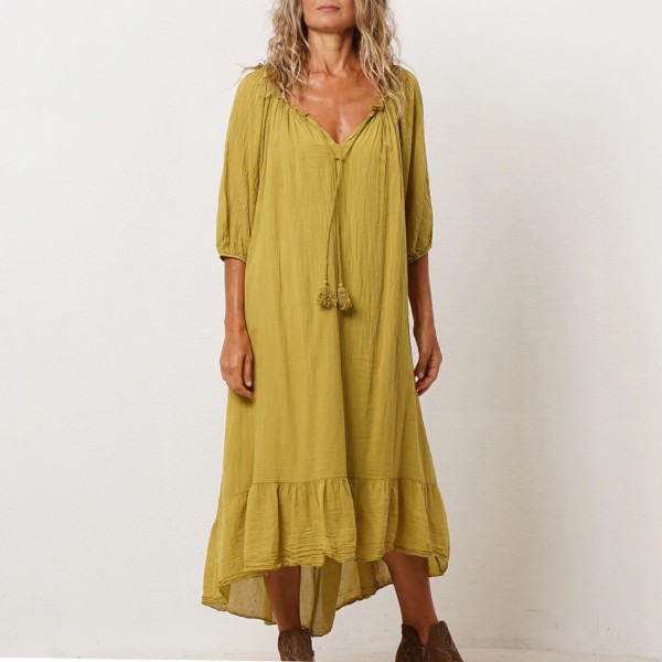 vestido em algodão c/folhos