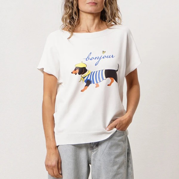 camisola em tricôt c/ estampa