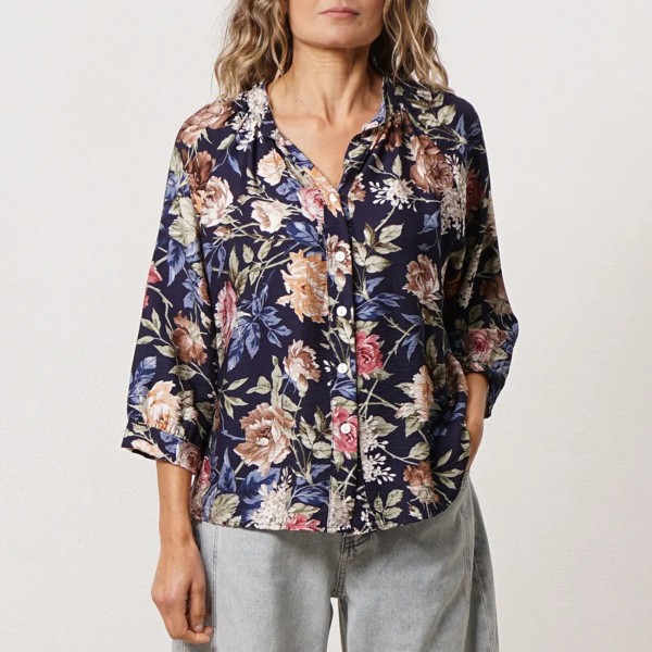 blusa floral em viscose/poliamida