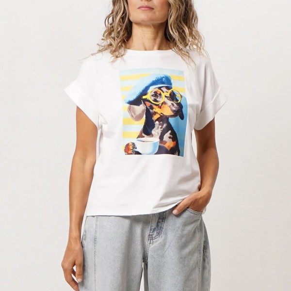 tshirt vintage em algodão c/ elastano + estampa