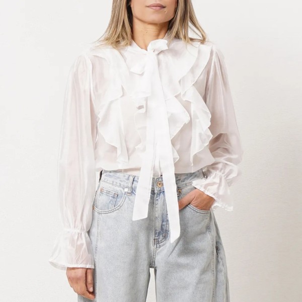 blusa de chiffon c/ folhos
