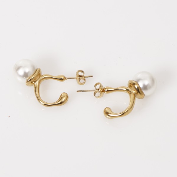 brincos em aço inoxidável c/ pérola (aço cirúrgico) s/ níquel