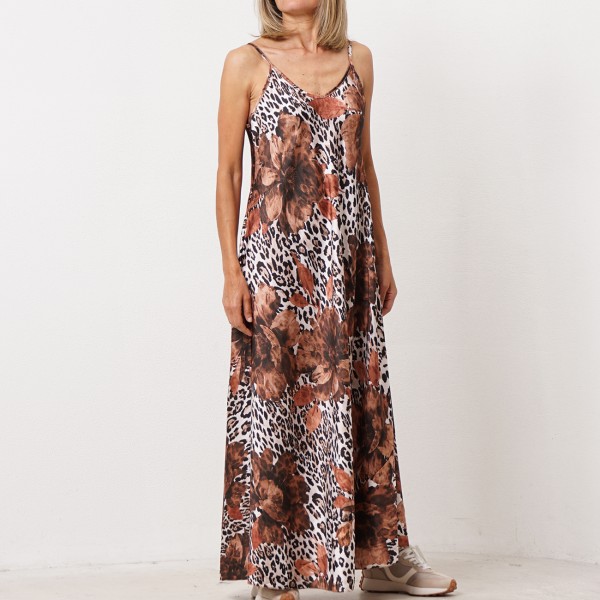 vestido acetinado animal print