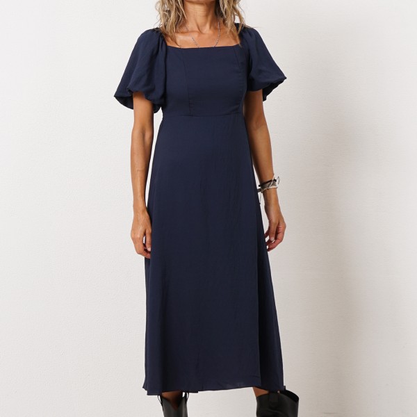 vestido c/ franzidos e mangas balão