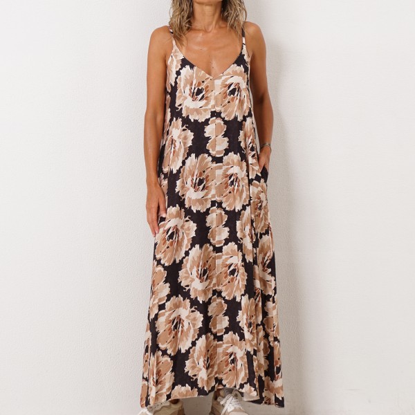 vestido em crepe estampado