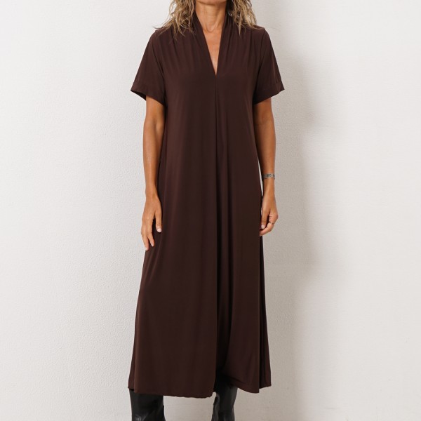 vestido evasé em malha fria