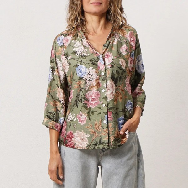blusa floral em viscose/poliamida
