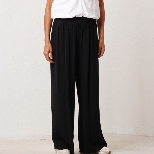 pantalonas em crepe c/ cós franzidos (elásticos)