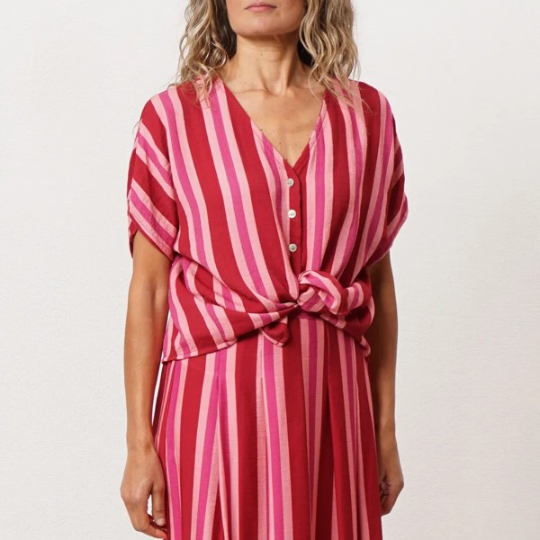 blusa de riscas em crepe